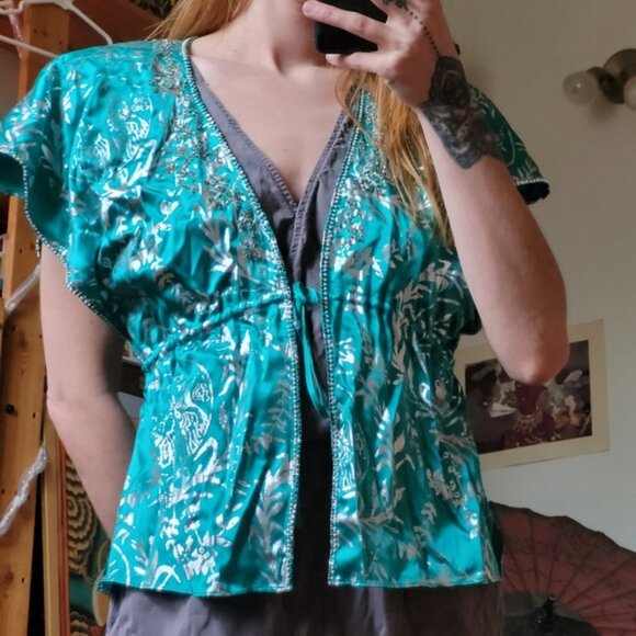 Marciano turquoise embellished open blouse - XS - Picture 6 of 6